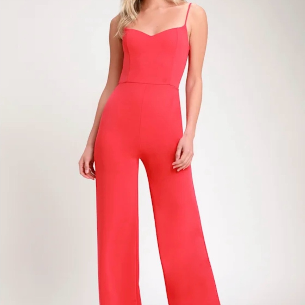PERFECT CONDITION! Worn only once! LULUS Tilia Wide-Leg Jumpsuit Red Size S